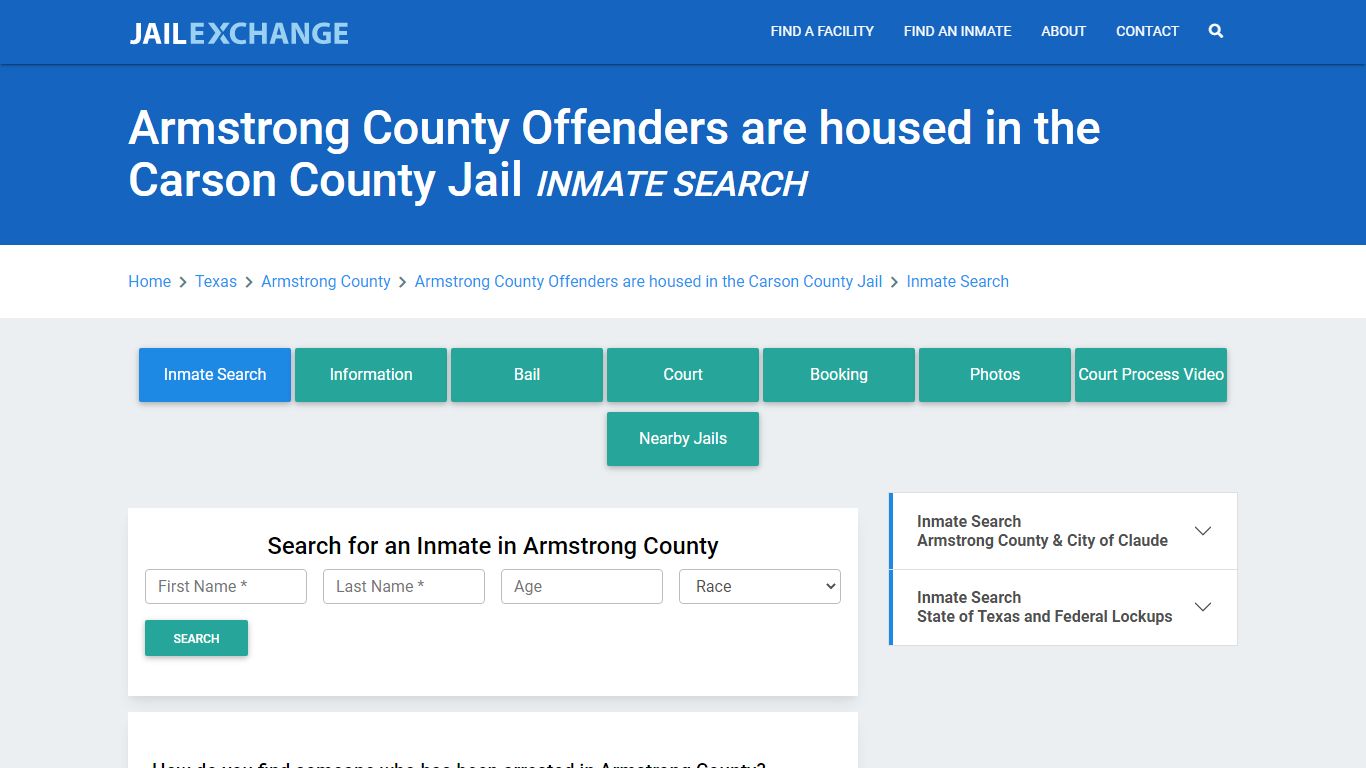 Armstrong County Offenders are housed in the Carson County Jail